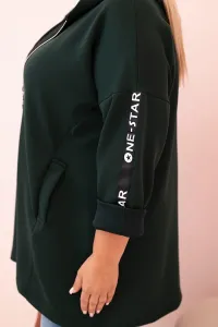 Legínovo Dámska mikina Plus Size s viskózou na zips s kapucňou béžová Farba: Khaki, Veľkosť: UNI