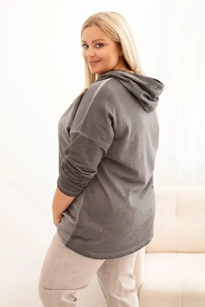 Legínovo Dámska mikina Plus Size s kapucňou a potlačou hnedá Farba: Hnedá, Veľkosť: UNI