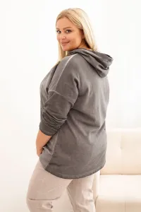 Legínovo Dámska mikina Plus Size s kapucňou a potlačou hnedá Farba: Hnedá, Veľkosť: UNI