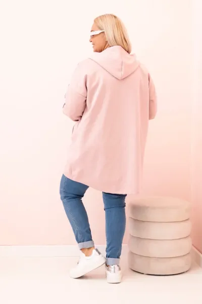 Legínovo Dámska mikina Plus Size s viskózou na zips s kapucňou béžová Farba: Khaki, Veľkosť: UNI