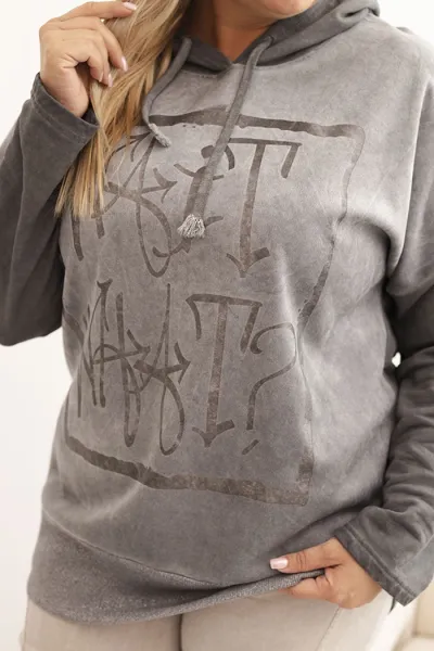 Legínovo Dámska mikina Plus Size s kapucňou a potlačou hnedá Farba: Hnedá, Veľkosť: UNI