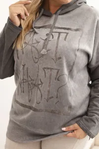 Legínovo Dámska mikina Plus Size s kapucňou a potlačou hnedá Farba: Hnedá, Veľkosť: UNI