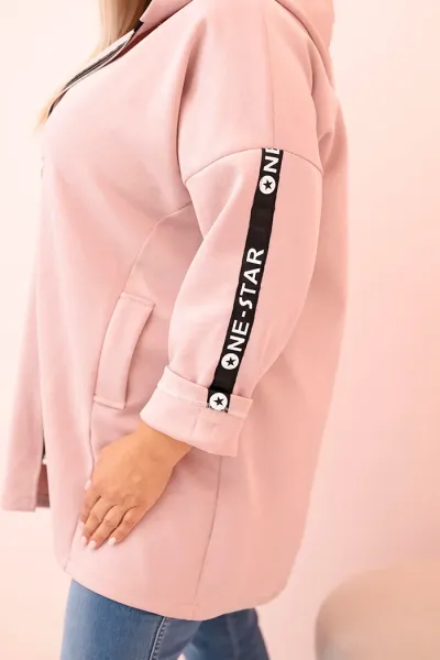 Legínovo Dámska mikina Plus Size s viskózou na zips s kapucňou béžová Farba: Khaki, Veľkosť: UNI