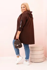 Legínovo Dámska mikina Plus Size s viskózou na zips s kapucňou béžová Farba: Khaki, Veľkosť: UNI