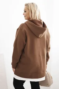 Legínovo Zateplená dámska mikina Plus Size s kapucňou a véčkom hnedá Farba: Hnedá, Veľkosť: UNI