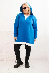 Legínovo Zateplená dámska mikina Plus Size s kapucňou a véčkom hnedá Farba: Hnedá, Veľkosť: UNI