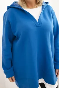 Legínovo Zateplená dámska mikina Plus Size s kapucňou a véčkom hnedá Farba: Hnedá, Veľkosť: UNI