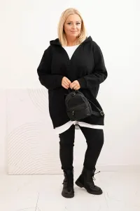 Legínovo Zateplená dámska mikina Plus Size s kapucňou a véčkom hnedá Farba: Hnedá, Veľkosť: UNI