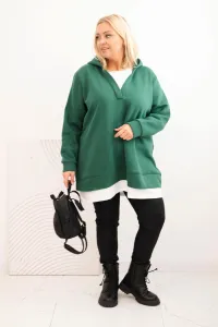 Legínovo Zateplená dámska mikina Plus Size s kapucňou a véčkom hnedá Farba: Hnedá, Veľkosť: UNI