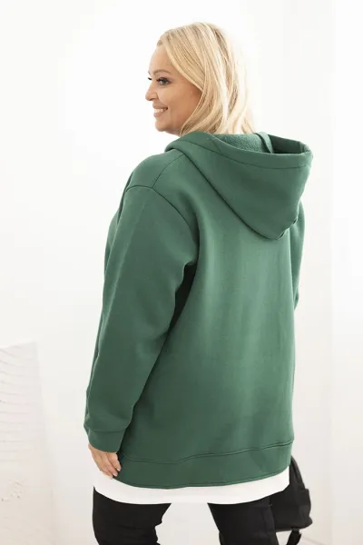 Legínovo Zateplená dámska mikina Plus Size s kapucňou a véčkom hnedá Farba: Hnedá, Veľkosť: UNI