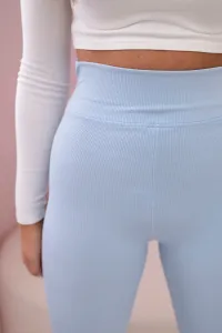 Legínovo Rebrované béžové legíny Farba: Modrá, Veľkosť: UNI