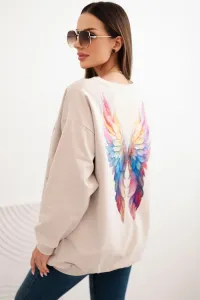 Legínovo Dámska oversize mikina z bavlny s farebnými krídlami na chrbte béžová Farba: Hnedá, Veľkosť: UNI