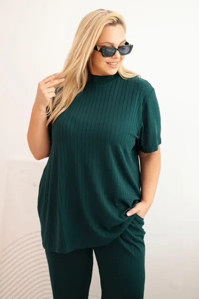 Legínovo Dámska súprava Plus Size 3-dielna ťavia Farba: Hnedá, Veľkosť: UNI