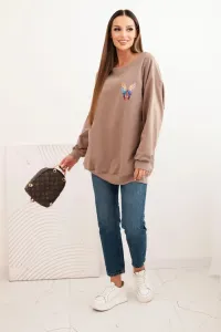 Legínovo Dámska oversize mikina z bavlny s farebnými krídlami na chrbte béžová Farba: Hnedá, Veľkosť: UNI