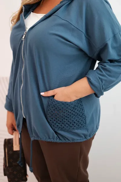 Legínovo Dámska mikina Plus Size bavlnená oversize s dlhým rukávom béžová Farba: Hnedá, Veľkosť: UNI