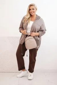 Legínovo Dámska mikina Plus Size bavlnená oversize s dlhým rukávom béžová Farba: Hnedá, Veľkosť: UNI