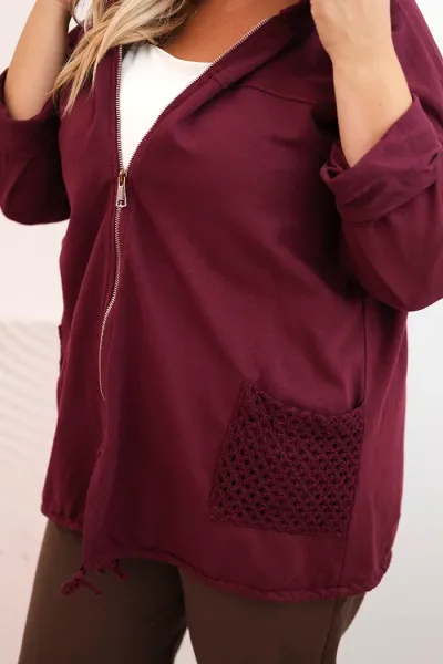 Legínovo Dámska mikina Plus Size bavlnená oversize s dlhým rukávom béžová Farba: Hnedá, Veľkosť: UNI