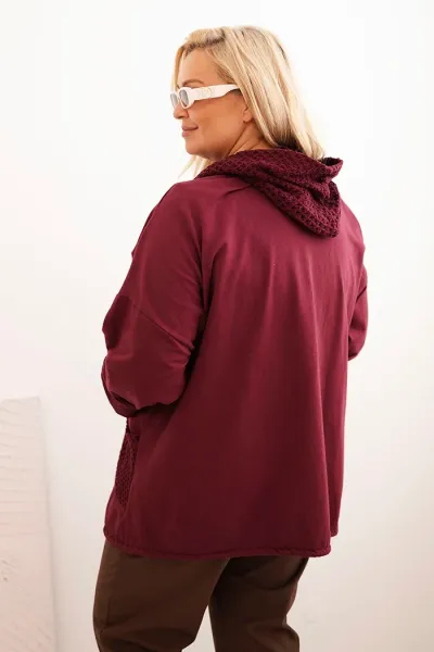 Legínovo Dámska mikina Plus Size bavlnená oversize s dlhým rukávom béžová Farba: Hnedá, Veľkosť: UNI