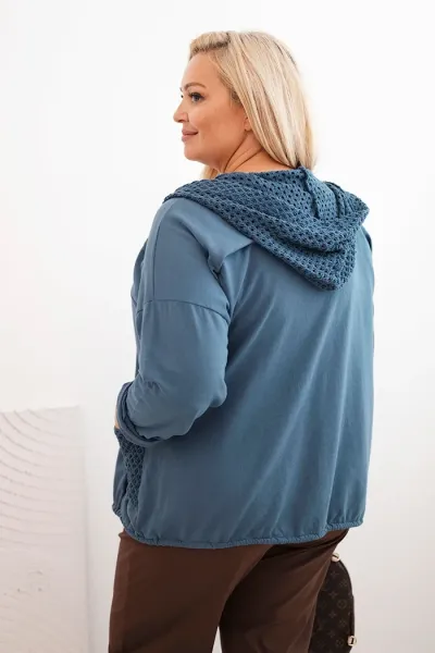 Legínovo Dámska mikina Plus Size bavlnená oversize s dlhým rukávom béžová Farba: Hnedá, Veľkosť: UNI