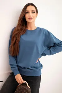Legínovo Dámska bavlnená mikina basic s kruhovým výstrihom béžová Farba: Modrá, Veľkosť: S