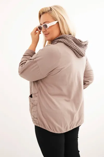 Legínovo Dámska mikina Plus Size bavlnená na zips čierna Farba: Hnedá, Veľkosť: UNI