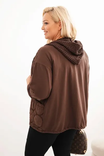 Legínovo Dámska mikina Plus Size bavlnená na zips čierna Farba: Hnedá, Veľkosť: UNI