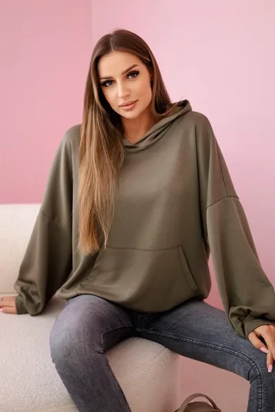 Legínovo Mikina s kapucňou masielkové khaki Farba: Tmavá mätová, Veľkosť: UNI