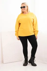 Legínovo Dámska plus size bavlnená mikina basic s okrúhlym výstrihom béžová Farba: Modrá, Veľkosť: XL