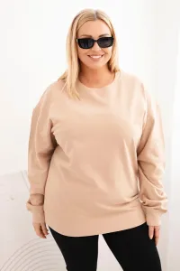 Legínovo Dámska plus size bavlnená mikina basic s okrúhlym výstrihom béžová Farba: Modrá, Veľkosť: XL