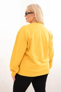 Legínovo Dámska plus size bavlnená mikina basic s okrúhlym výstrihom béžová Farba: Modrá, Veľkosť: XL