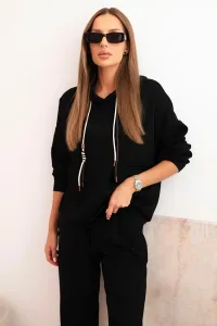 Legínovo Dámska súprava maslová mikina s kapucňou a nohavice s opaskom béžová Farba: Červená, Veľkosť: UNI