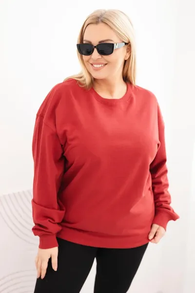 Legínovo Dámska plus size bavlnená mikina basic s okrúhlym výstrihom béžová Farba: Modrá, Veľkosť: XL