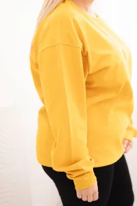 Legínovo Dámska plus size bavlnená mikina basic s okrúhlym výstrihom béžová Farba: Modrá, Veľkosť: XL