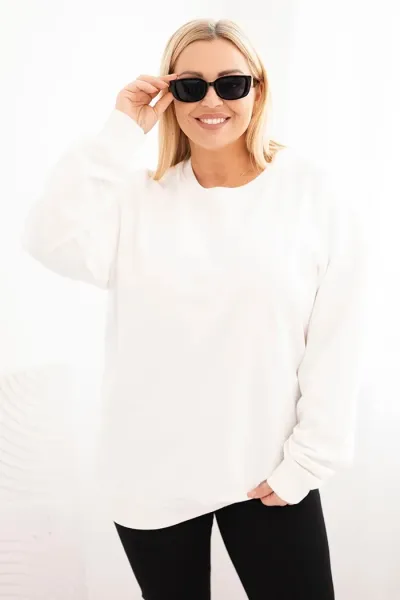 Legínovo Dámska plus size bavlnená mikina basic s okrúhlym výstrihom béžová Farba: Modrá, Veľkosť: XL