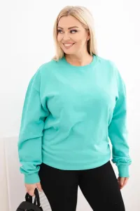 Legínovo Dámska plus size bavlnená mikina basic s okrúhlym výstrihom béžová Farba: Modrá, Veľkosť: XL