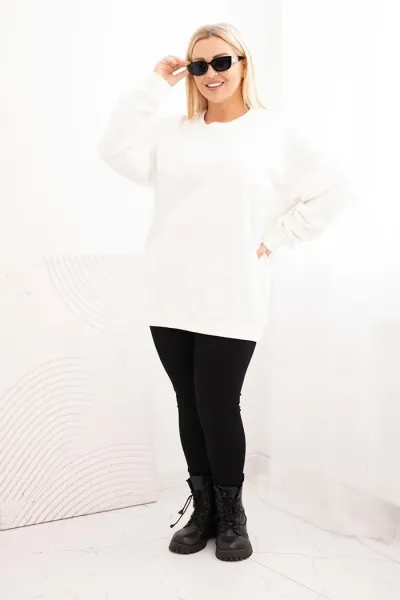Legínovo Dámska plus size bavlnená mikina basic s okrúhlym výstrihom béžová Farba: Modrá, Veľkosť: XL