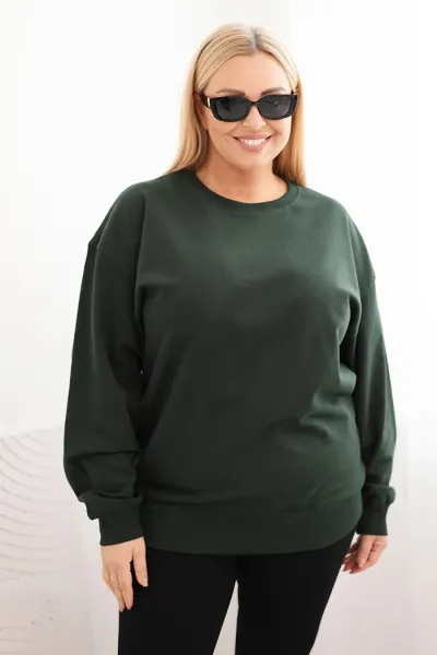 Legínovo Dámska plus size bavlnená mikina basic s okrúhlym výstrihom béžová Farba: Modrá, Veľkosť: XL