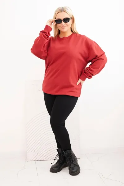 Legínovo Dámska plus size bavlnená mikina basic s okrúhlym výstrihom béžová Farba: Modrá, Veľkosť: XL
