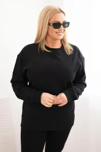 Legínovo Dámska plus size bavlnená mikina basic s okrúhlym výstrihom béžová Farba: Modrá, Veľkosť: XL