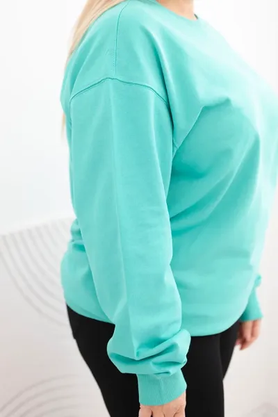 Legínovo Dámska plus size bavlnená mikina basic s okrúhlym výstrihom béžová Farba: Modrá, Veľkosť: XL