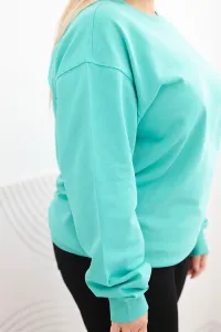 Legínovo Dámska plus size bavlnená mikina basic s okrúhlym výstrihom béžová Farba: Modrá, Veľkosť: XL