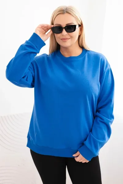 Legínovo Dámska plus size bavlnená mikina basic s okrúhlym výstrihom béžová Farba: Mätová, Veľkosť: 2XL