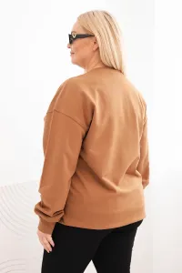 Legínovo Dámska plus size bavlnená mikina basic s okrúhlym výstrihom béžová Farba: Modrá, Veľkosť: XL