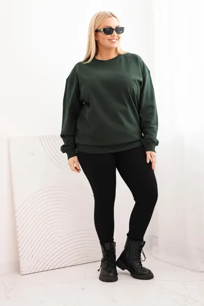 Legínovo Dámska plus size bavlnená mikina basic s okrúhlym výstrihom béžová Farba: Modrá, Veľkosť: XL