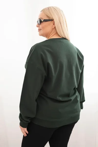 Legínovo Dámska plus size bavlnená mikina basic s okrúhlym výstrihom béžová Farba: Modrá, Veľkosť: XL
