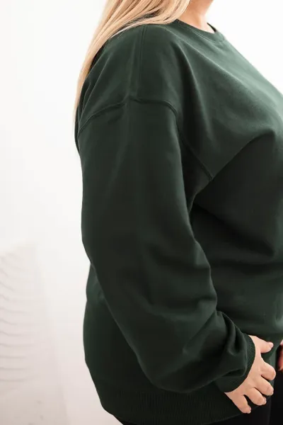 Legínovo Dámska plus size bavlnená mikina basic s okrúhlym výstrihom béžová Farba: Modrá, Veľkosť: XL