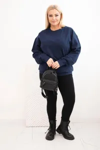 Legínovo Dámska plus size bavlnená mikina basic s okrúhlym výstrihom béžová Farba: Modrá, Veľkosť: XL