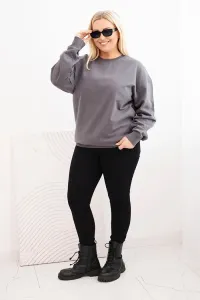 Legínovo Dámska plus size bavlnená mikina basic s okrúhlym výstrihom béžová Farba: Modrá, Veľkosť: XL