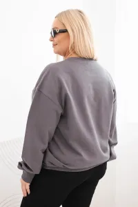 Legínovo Dámska plus size bavlnená mikina basic s okrúhlym výstrihom béžová Farba: Modrá, Veľkosť: XL