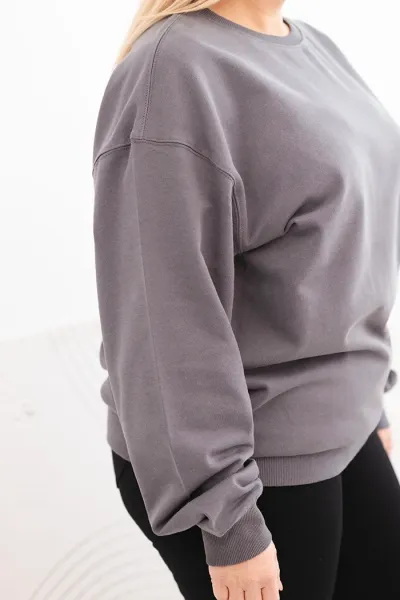 Legínovo Dámska plus size bavlnená mikina basic s okrúhlym výstrihom béžová Farba: Modrá, Veľkosť: XL